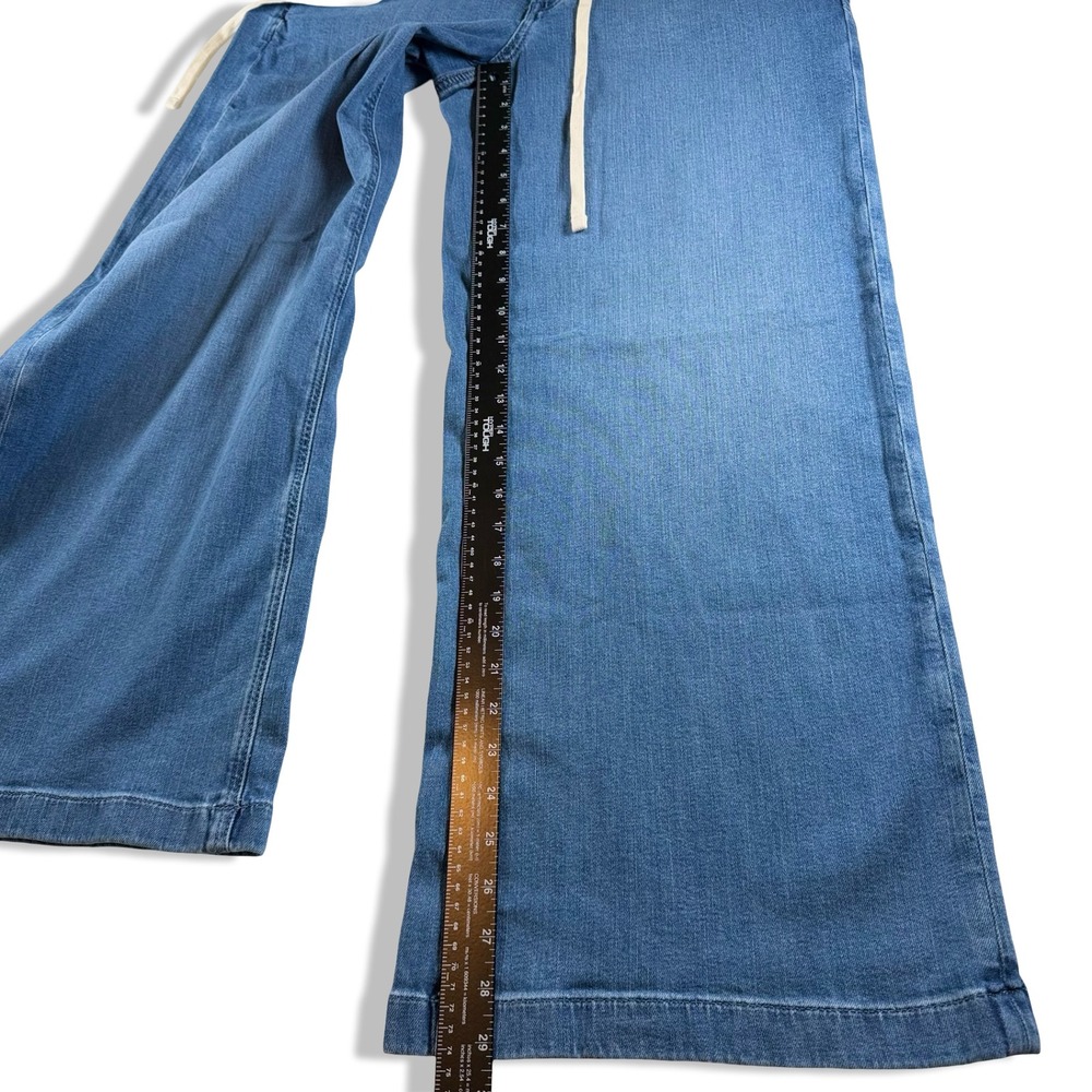 American Eagle Low Rise Ultra Wide Leg Jeans Blue Drawstring Medium Wash M - Picture 3 of 10